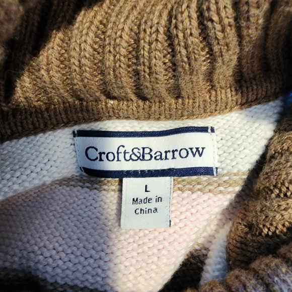 Croft & Barrow Striped Long Sleeve Turtle Neck Sweater Size Large - Picture 4 of 5